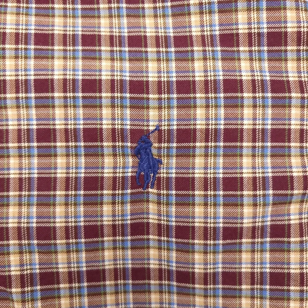 Ralph‎ Lauren Shirt Mens Large Red Plaid Long Sleeve Button Down Cotton